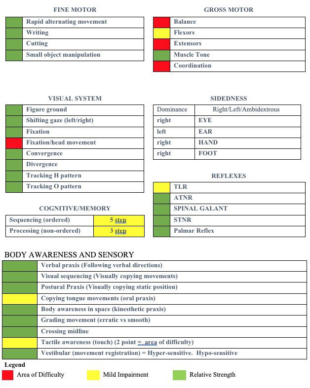 A sheet of paper with different types of items.